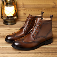 Sepatu Boots Kulit Asli Pria Trendy untuk Aktivitas Luar Ruangan, Lapisan Atas Kulit Sapi, Sepatu Kasual Tahan Lama dan Nyaman untuk Kehidupan Sehari-hari
