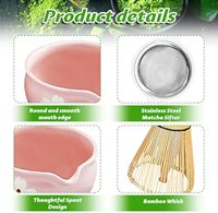 Kit de cérémonie du thé japonais traditionnel Ensemble de fouets à matcha de 5 pièces avec porte-tamis en céramique pour experts débutants