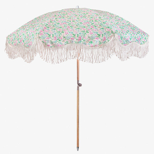 Nuovo Ombrellone da Spiaggia/Patio in Macramè Bianco con Palo in Legno, Frange in Cotone, Stile Bali Vintage - Product Image 3