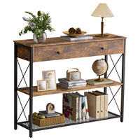 Console d'entrée moderne personnalisée en métal et bois avec plateau miroir pour salon et villa