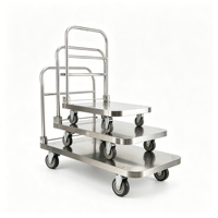 Carretilla Plegable de Acero Inoxidable, Carro de Transporte Portátil para Logística de Almacén y Movimiento de Mercancías