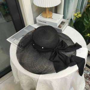 Nuovo Cappello da Donna alla Moda 2022 in Paglia <span class=keywords><strong>di</strong></span> <span class=keywords><strong>Carta</strong></span> Nera con Tesa Larga in Sinamay per Chiesa, Derby del Kentucky, Cerimonie, Feste del Tè, Matrimoni e Protezione Solare - Product Image 6