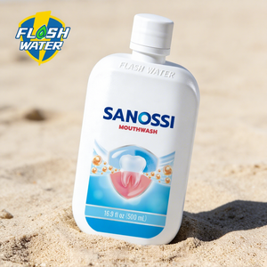 SANOSSI Bain de bouche portable 500 ml antibactérien à la menthe fraîche pour animaux de compagnie – Prévient la plaque dentaire et le tartre – Nettoyant dentaire sûr pour les gencives - Product Image 1