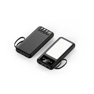 Ultra Thin Power Bank Promotion Power Banks 10000mah With Built-in 4 Cables LED Display Lanyard Portable Charger Camping Light