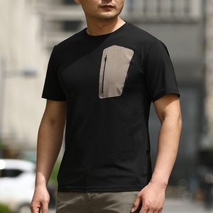 T-shirt tactique respirant personnalisé pour homme, polos d'été à manches courtes avec poche et motif au col, personnalisable - Product Image 2