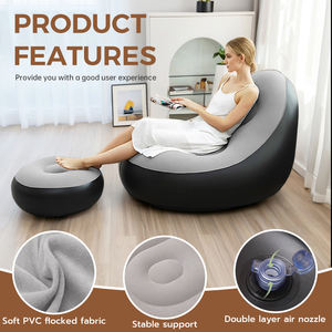 <span class=keywords><strong>Canapé</strong></span>-lit gonflable compact pliable avec repose-pieds, fauteuil gonflable épaissi pour les activités de camping - Product Image 4