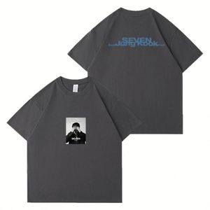 เสื้อยืดคอตตอนแขนสั้นทรงหลวมไซส์ใหญ่สไตล์ Kpop ล้างสีแบบแอซิดวอช สำหรับผู้ชาย ขายส่ง - Product Image 1
