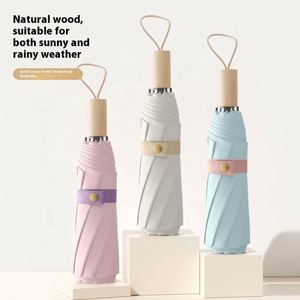 Paraguas Plegable Manual Moderno de 8 Varillas con Mango de Madera Sólida, Resistente al Viento, con Protección Solar, para Hombres y Mujeres, Uso Diario - Product Image 2
