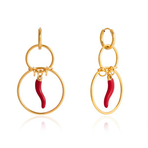 Chili Drop <b>Earrings</b> Gold <b>Red</b> Stainless Steel Fashion Dangle Party Jewelry - Product Image 5