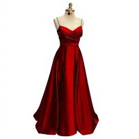 Robe de soirée longue en satin de luxe, col en V, coupe trapèze, bretelles spaghetti, élégante et sexy, pour soirée