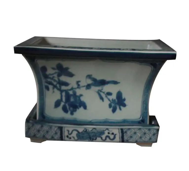Jingdezhen High-end hand-painted Antique Blue and White Ceramic Plant Pots Square home decors ceramics vases ginger jars china