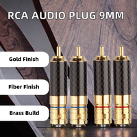 Connecteur RCA mâle, adaptateur de câble jack, noir, fibre de carbone, contact en cuivre plaqué or/rhodium, type trois cercles, audio 9 mm