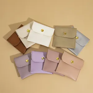 Micro Fabric Small Jewelry Pouches High Quality Fabric Jewelry Packaging  Suede Pouch With Button