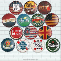 Letrero Metálico Vintage de 35cm con Impresión Personalizada, Decoración de Pared con Diseño de Tapa de Botella Retro, Impresión UV, Diseño de Logotipo OEM para Bar, Pub, Garaje