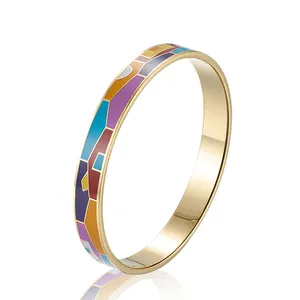 Wholesale High quality Fashion Stainless Steel Jewelry Colorful Enamel Bangle Bracelet for Women Gifts