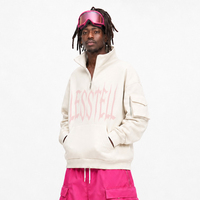 Sweat-shirt à col zippé LTD-H1181, col montant, poche à rabat sur la manche, imprimé graphique sur le devant, en polaire, coupe oversize, épaules tombantes