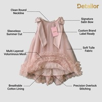 Robe de Princesse Mi-Longue Sans Manches en Tulle avec Nœud pour Filles, Style Coréen Tendance, Motif Doux, Longueur Genou, pour l'Été