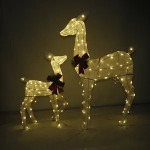 Outdoor Christmas Light Large Led Frame 3d Deer Motif Light For Shopping Mall Christmas Decoration