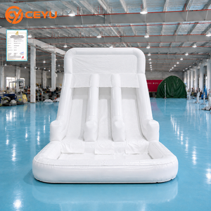 Toboggan <span class=keywords><strong>aquatique</strong></span> gonflable Ceyu blanc pur à double piste <span class=keywords><strong>avec</strong></span> échelle centrale pour événements d'été en plein air, idéal pour les fêtes d'enfants, prix usine, logo personnalisé - Product Image 2