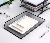 Contenedor de almacenamiento de escritorio de 3 capas, cesta de almacenamiento de malla para oficina, hogar, carpeta de archivos, gestión, papelería