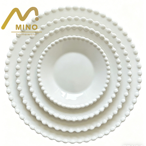 Platos de Cerámica con Borde de Perlas, Acabado Liso Blanco para Decoración de Mesa en Bodas y Fiestas, Venta al Por Mayor - Product Image 2