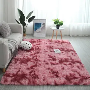 中国批发100% 涤纶彩色条纹豪华毛绒地毯客厅
