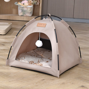 Tente pour chat, tente pliable pour animaux de compagnie, lit d'extérieur semi-fermé pour chat, lit pour chien, tente et matelas respirants, vente en gros. - Product Image 1