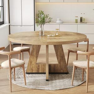 Mesa de Comedor SENYU Moderna con Base de Pedestal de Madera de 47 Pulgadas para 4-6 Personas, Mesa Redonda para Cocina y Comedor - Product Image 1