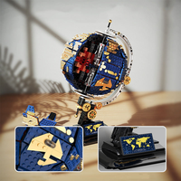 Ensemble de blocs de construction 1455 briques, bricolage pour enfants, STEM, science, exploration du globe terrestre 360° °   Kit de modèle de globe terrestre rotatif