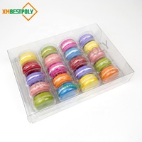 Vente en gros de 20 boîtes pliables en plastique PET transparent pour macarons, boîtes transparentes pour desserts et biscuits