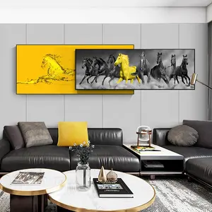 8 atlar resim ışık lüks oturma oda duvar dekorasyonu boyama modern minimalist atmosfer çift at boyama tuval sanat