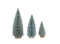Sapins de Noël avec base en bois | Variétés orange, verte et or pailleté |   Décorations de Noël vintage pour la maison et le bureau