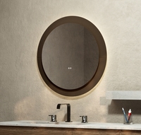 Cadre de miroir LED en cuivre chinois de style moderne Interrupteur étanche à capteur Éclairage de salle de bain Miroir suspendu mural Phare