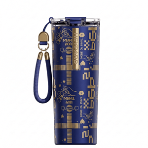 Gobelet isotherme en acier inoxydable à dégradé de couleurs, tendance, neuf, avec poignée et couvercle, maintien au chaud 24 heures, OEM économique - Product Image 2