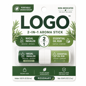 Bâtonnet Inhalateur Nasal Herbal 2-en-1 au <span class=keywords><strong>Romarin</strong></span>, <span class=keywords><strong>Huile</strong></span> <span class=keywords><strong>Essentielle</strong></span> à Frotter, Arôme Végétal pour Emballage Personnalisé, Lot de Vente en Gros - Product Image 1