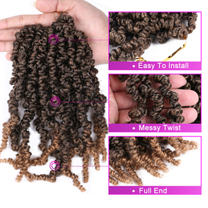 Pre-retorcido de giro del pelo 10 pulgadas Pre-retorcido pasión Twist trenzas de Crochet rizado <span class=keywords><strong>bomba</strong></span> de primavera twist pelo - Product Image 6