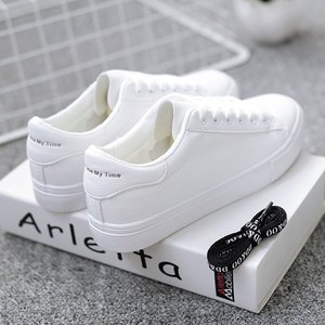 Scarpe da ginnastica bianche con lacci in PU, suola piatta, stile coreano, comode e traspiranti, da donna/studentesse, con punta in ecopelle - Product Image 2