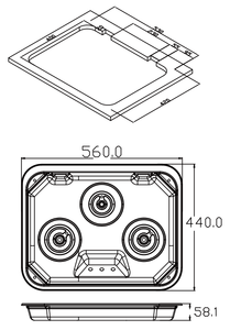 Estufa de Gas de Triple Quemador Integrada con Cubierta de Vidrio Templado, Placa de Cocción de Acero Inoxidable, 3 Quemadores para Yate, Diseño de Triple Quemador - Product Image 3