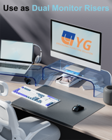 Soporte Elevador de Monitor Doble Acrílico YG YG497 de 2 Niveles, Desmontable, Transparente, Organizador de Escritorio para Computadora Portátil, Laptop/PC/iMac