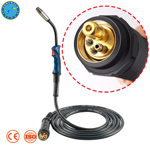 Pistola <span class=keywords><strong>per</strong></span> saldatura MIG raffreddata ad aria da 450 Amp, stile RF45, con connettore Euro e cavo in <span class=keywords><strong>rame</strong></span>, 450A CO2 400A <span class=keywords><strong>Gas</strong></span> Misto <span class=keywords><strong>per</strong></span> Costruzioni Navali - Product Image 2