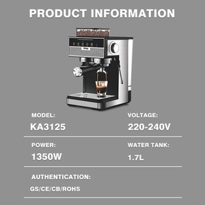 Machine à café expresso DSP avec moulin intégré, réservoir d'eau de 1,8 L, acier inoxydable, semi-automatique, usage domestique - Product Image 5