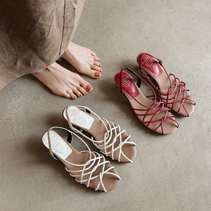 Nuevos Zapatos de <span class=keywords><strong>Mujer</strong></span> 2025 de Diseño Francés, Tejido Calado, Tacón Bajo, Sin Cordones, de Verano, de Piel Vacuna, Punta Abierta, para Fiesta y Boda, con Suela Antideslizante de TPR - Product Image 5