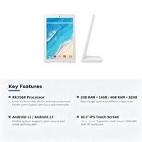 PC tactile de bureau 10,1 pouces 16:10 noir RK3568 Android 11/13 avec écran tactile de type L, interfaces PoE USB/RJ45/DC, OEM/ODM en stock