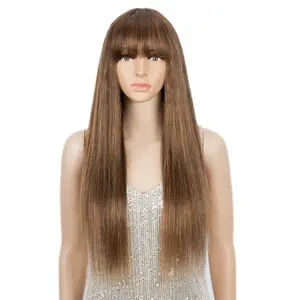 100% perruques de cheveux humains avec frange soyeuse droite longues perruques pour femme usage quotidien blonde Ombre pour les femmes noires best-seller
