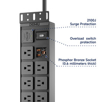 PDU 2U 19'' pour montage en rack, 16 prises US, protection contre les surcharges 15A, protection contre les surtensions 2100J, multiprise 1875W pour centre de données/serveur