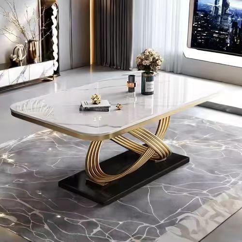Luxury Design Sintered Stone 6-Seater Modern Rectangular Dining Table Set for Kitchen Dining Room Furniture