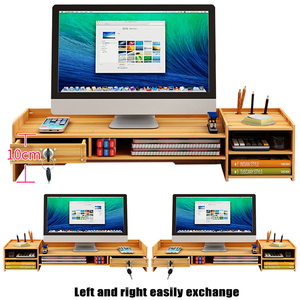 De bambú <span class=keywords><strong>Monitor</strong></span> elevador portátil con 3 niveles de almacenamiento de escritorio organizador cajón con cerradura - Product Image 6