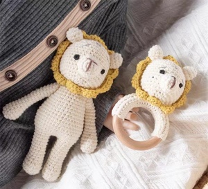 Haute Qualité <span class=keywords><strong>Lion</strong></span> Crochet Bébé Anneau De Dentition Hochet Jouet Personnalisable Super Doux En Peluche Couette 12cm Halloween Rempli PP Coton Maille - Product Image 4