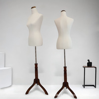 Mannequin femme ajustable demi-corps noir et blanc avec support, jambes en mousse, buste, tête et mains pour présentoir de magasin de vêtements