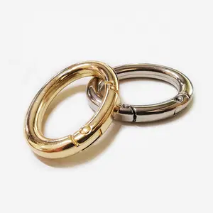 Pulsante O forma anello tipo anello a molla oro oliva metallo di alta qualità ellittico anello a molla chiusura chiusura all'ingrosso 38mm in lega di zinco